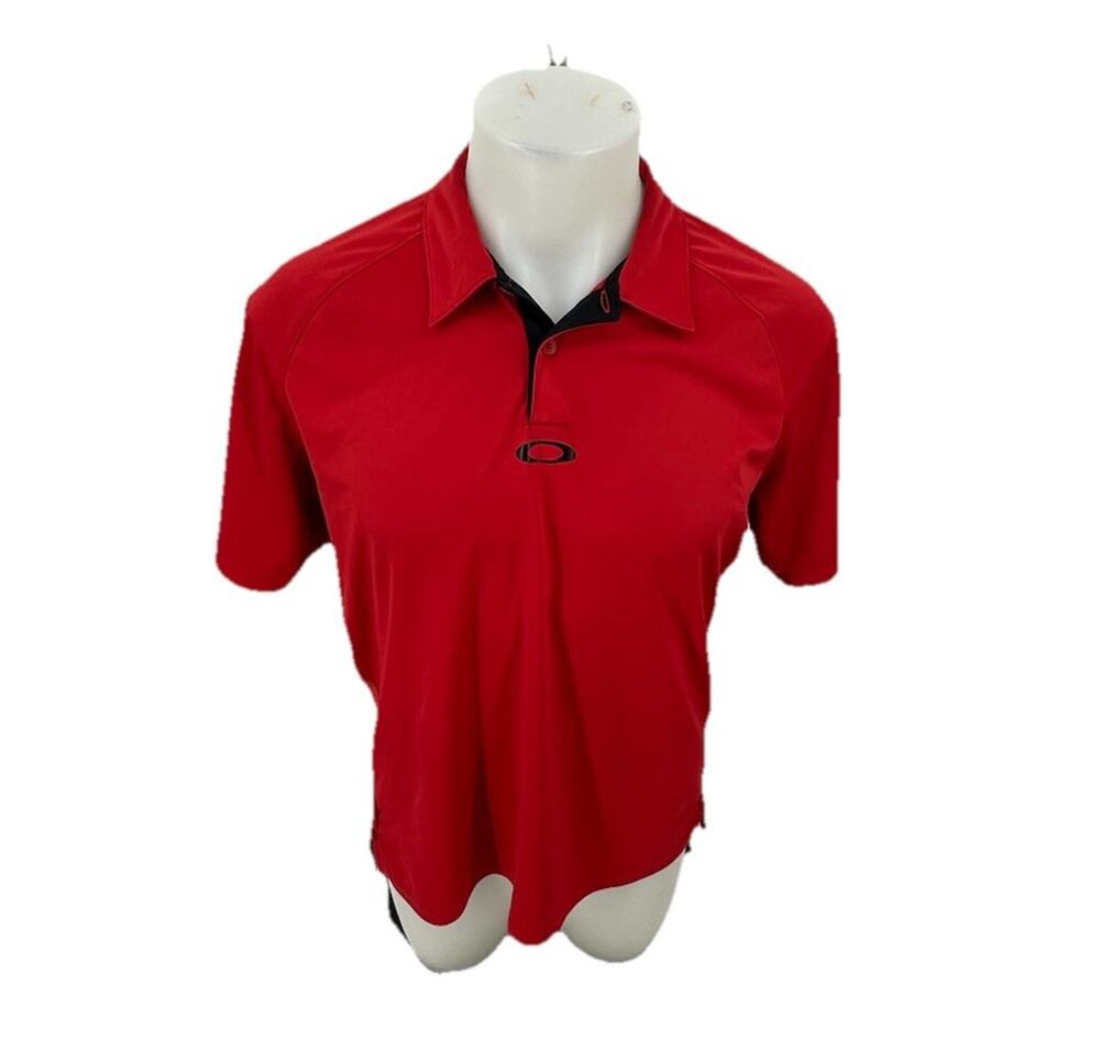 Oakley Polo Men Medium Red Short Sleeve Collared Athletic T-Shirt O1v
